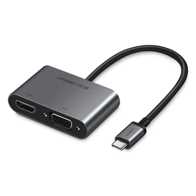 Адаптер Ugreen CM162 USB-C HDMI VGA USB-A 3.0 PD 100W 4K сірий