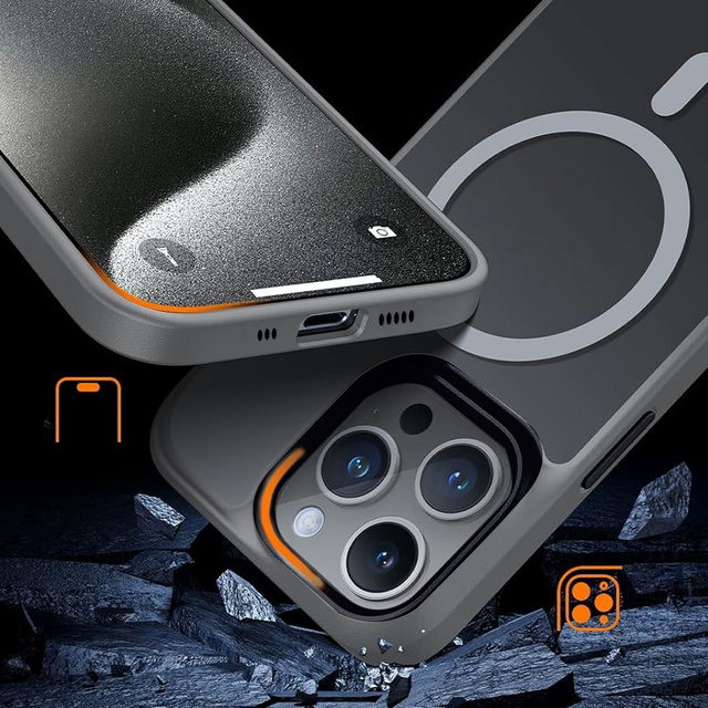 Puzdro na iPhone 15 Pro Mag Safe Case MagMat telefón zadný kryt matné šedé sklo