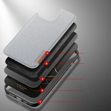 Dux Ducis Fino case cover covered with nylon material iPhone 13 Pro gray