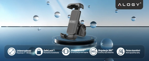 Držiak telefónu na bicykel 4,7-6,8" pre telefón Riadidlá na bicykel pre bicykel Motocykel Nastaviteľné Alogy Sport Black