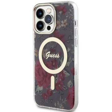 Guess GUHMP14XHCFWSA pouzdro na telefon pro Apple iPhone 14 Pro Max 6,7" zelené/khaki pevné pouzdro Flower MagSafe