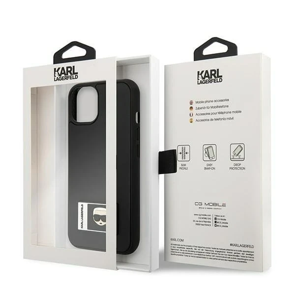 Protective phone case Karl Lagerfeld KLHCP13S3DKPK for Apple iPhone 13 Mini 5.4" black/black hardcase Ikonik Patch