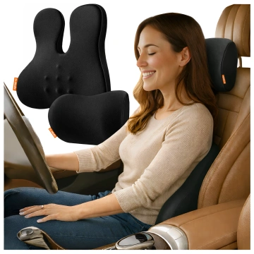 2-in-1-Autokissen mit Massage- und Heizfunktion – ergonomische Unterstützung für Nacken, Rücken und Lendenwirbelsäule, elektrisches Massagegerät mit Vibrationen für Fahrer und Beifahrer – Dr.Medic RelaxTherapyHeat™