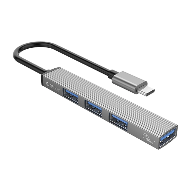 Hub USB-C Orico AH-13 4w1 1x USB 3.0 + 3x USB 2.0 Szary Aluminiowy