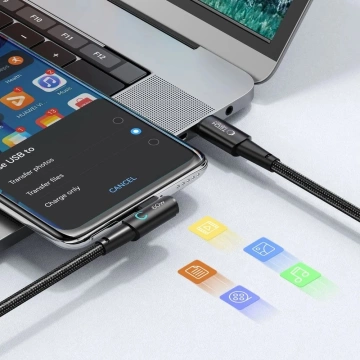 Cable angle USB Type C - USB Type C UltraBoost "L" 60W/6A 200 cm Gray
