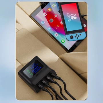 Автомобільний зарядний пристрій Acefast 90W USB Type C / 3x USB / гніздо прикурювача, PPS, PD3.0, QC3.0, AFC, FCP зарядна станція чорний (B8 чорний)