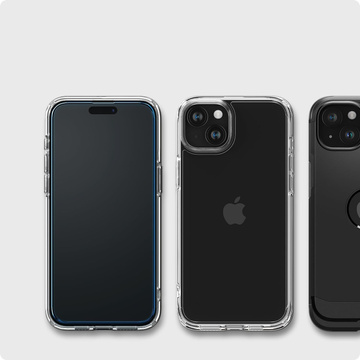 Spigen Alm Glass FC 2-Pack tempered glass for Apple iPhone 15 Black