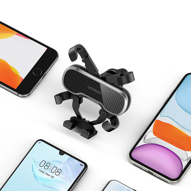 Gravitational car holder UGREEN LP228 for a checkered phone Black