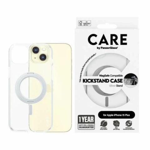 CARE by PanzerGlass Pouzdro s stojánkem pro iPhone 15 Plus 6,7" MagSafe stříbrná/stříbrná 1416