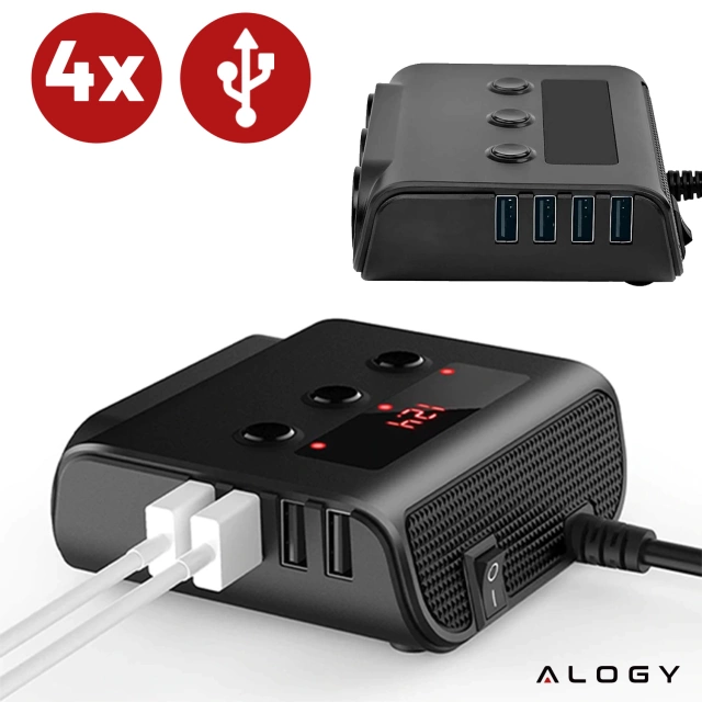 Rozbočovač adaptéra do auta Alogy HUB pre zapaľovač 12V-24V