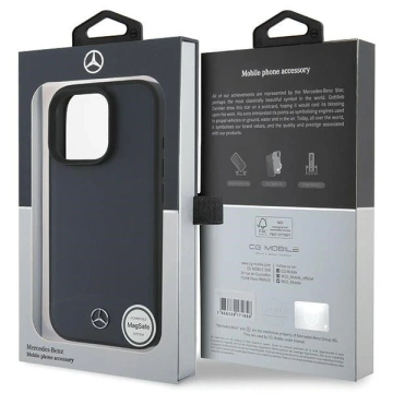 Puzdro Mercedes pre iPhone 16 Pro Max 6,9" šedé pevné puzdro s textúrou a hladkou kožou MagSafe