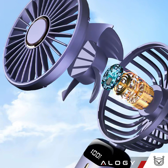 Fan Fan Handheld Fan Wireless Alogy Desktop Portable Handheld with Phone Holder USB-C Navy Blue