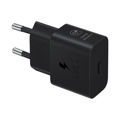 Originální nabíječka Samsung GaN Super Fast Charger EP-T2510XBEGEU USB Type C 3A 25W AC nabíječka, černý blistr