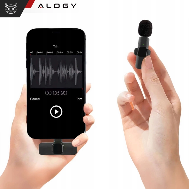 2x Alogy Lightning bezdrôtový klopový mikrofón pre Apple iPhone iPad Malé mikrofóny Sada dvoch mikrofónov