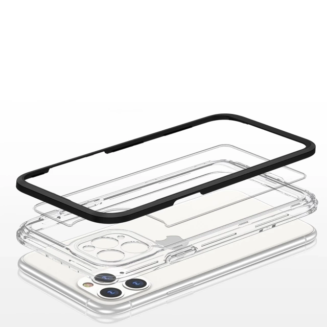 Clear 3in1 case for iPhone 11 Pro Max gel cover with frame black