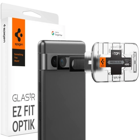 Tvrdené sklo chránič fotoaparátu Spigen Optik.TR ”EZ FIT” chránič fotoaparátu 2 balenie pre Google Pixel 7A Black