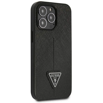„Etui Guess GUHCP14LPSATLK do Apple iPhone 14 Pro 6,1\“ čierne/čierne pevné puzdro SaffianoTriangle Logo“