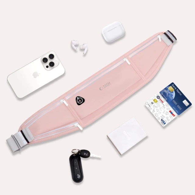 Pouch Running belt waist bag phone case headphones - Pink