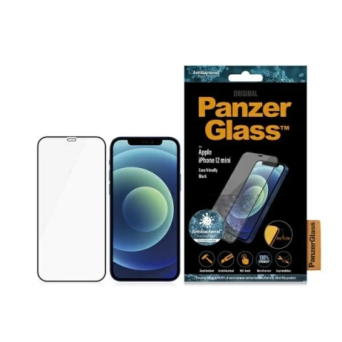 PanzerGlass E2E Super sklo pre iPhone 12 Mini Case Friendly Antibakteriálna mikrofraktúra čierna/čierna