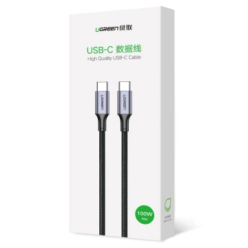 Uzelený kábel USB Typ C - USB Typ C Napájanie 100 W rýchle nabíjanie FCP 5A 3m sivý (90120 US316)