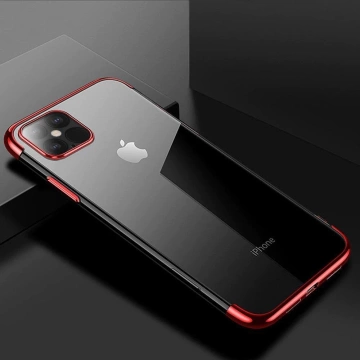 Clear Color case gel cover case with metallic frame iPhone 13 mini red
