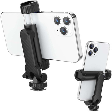 Držák telefonního adaptéru pro fotoaparát stativ fotoaparát 1/4 závit univerzální otočný selfie Black