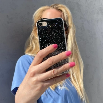 Star Glitter Case Cover pre iPhone 13 Pro Shiny Glitter Cover Black