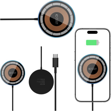 БЕЗДРОТОВИЙ ЗАРЯДНИЙ ПРИСТРІЙ TECH-PROTECT QI15W-A30 МАГНІТНИЙ MAGSAFE ЧОРНИЙ