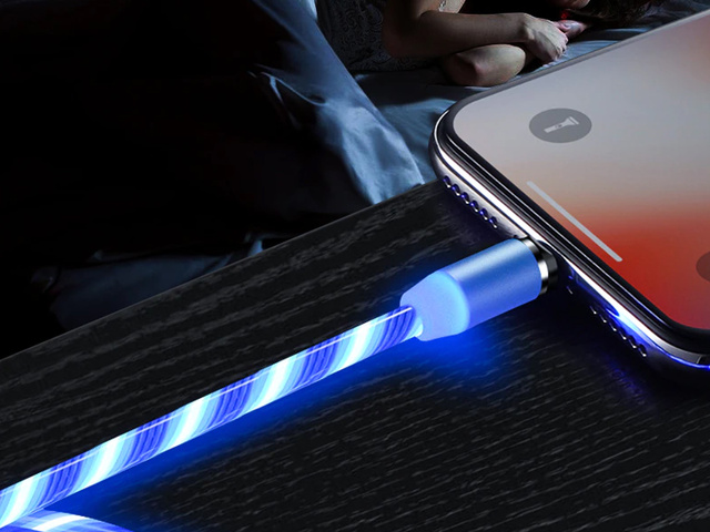 Магнітний світлодіодний кабель Alogy Lightning Blue довжиною 1 м