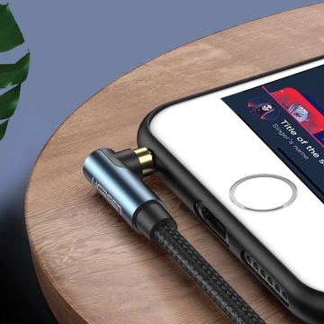 Кутовий кабель UGREEN AUX 2 x mini jack 3,5 мм 1,5 м синій (AV112)