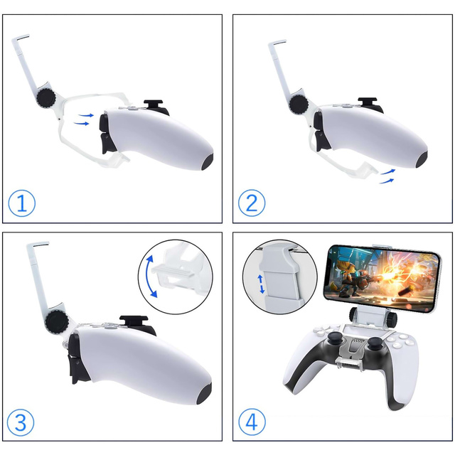Držiak telefónu pre Gamepad pre Sony PlayStation 5 PS5 DualSense Clip mount White