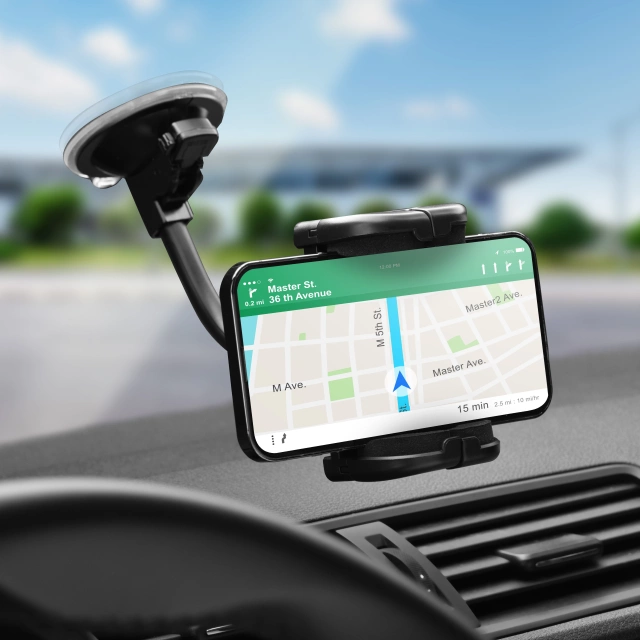 Автомобільний тримач Forcell Regular 2-в-1 з сітковим/скляним кронштейном 17 см, чорний