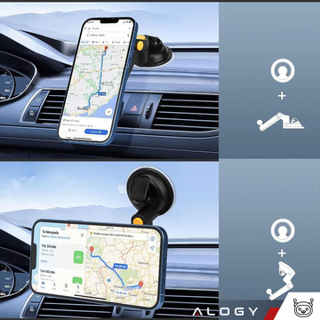 Magnetic car phone holder for car, car, window, cockpit, dashboard, phone, Mag Safe Alogy, Black