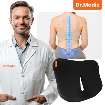 Ergonomický kancelársky vankúš DR.MEDIC SeatRest™ na autosedačku, opierka kostrče, na kancelársku stoličku, autosedačku