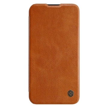 Nillkin Qin Leather Pro Case Samsung Galaxy S23 Flip Cover kryt fotoaparátu hnedý