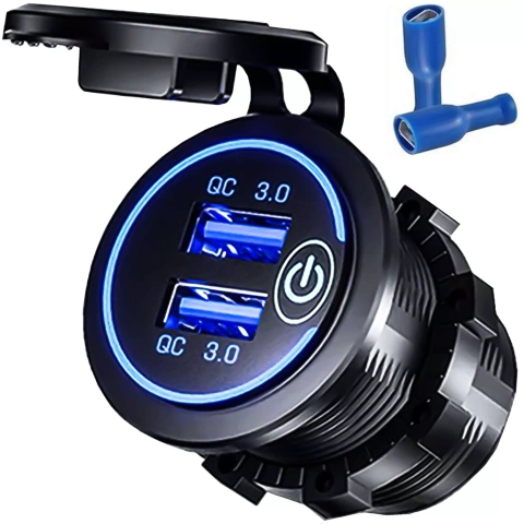 Автомобільний / мотоциклетний зарядний пристрій Блок живлення Alogy роз'єми 2x USB QC 3.0 LED