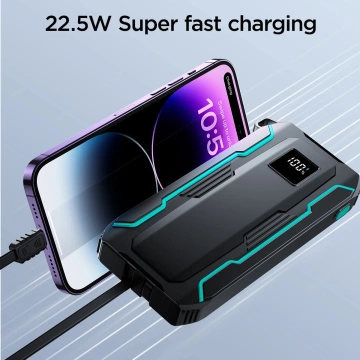 Joyroom 10000mAh 22.5W Powerbank with USB-C and Lightning Cables Black