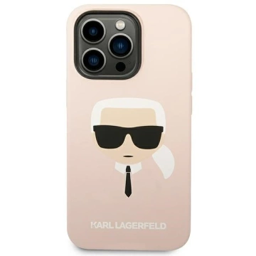 Karl Lagerfeld ochranné pouzdro na telefon KLHCP14LSLKHLP pro Apple iPhone 14 Pro 6,1" pevné pouzdro růžové/růžové silikonové Karl`s Head