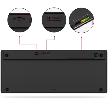 Бездротова клавіатура Bluetooth BT 3.0, універсальна для iPad iMac iOS Android Windows slim Black
