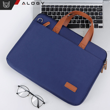 Men's and women's shoulder briefcase bag for laptop tablet 15.6 inch fabric travel cover Alogy Navy Blue