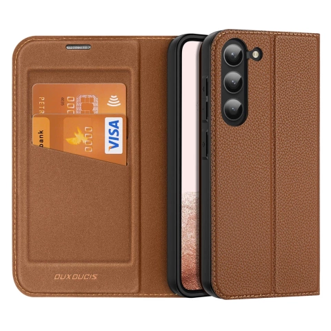 Dux Ducis Skin X2 protective case for Samsung Galaxy S23 flip case wallet stand brown