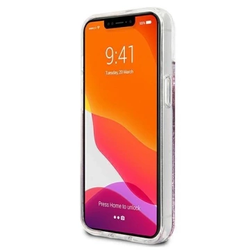 Guess GUHCP13SLGPEPI iPhone 13 mini 5,4" różowy/ružové pevné puzdro Peony Liquid Glitter