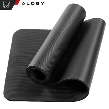 Килимок Yoga Fitness Pilates гімнастичний 185x58 1см Alogy протиковзкий водонепроникний Чорний