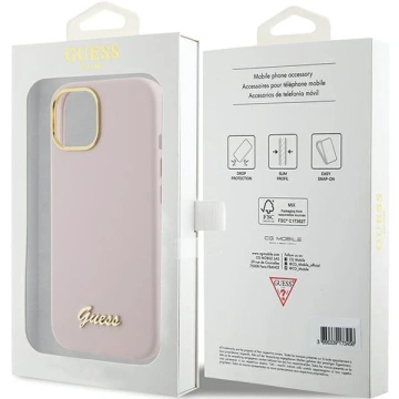 Guess GUHCP15SSMBSLP case for iPhone 15 6.1" pink/pink hardcase Silicone Script Metal Logo