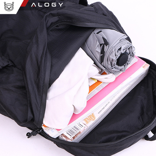 Backpack bag men's women's tourist climbing small 20l foldable lightweight school youth urban waterproof Alogy Black
