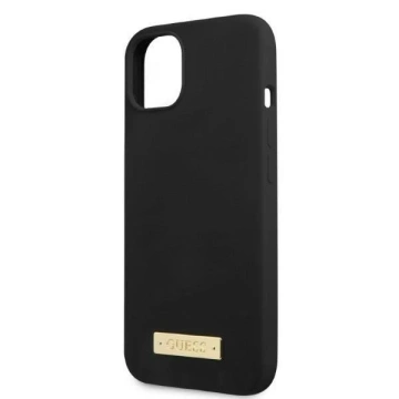 Etui Guess GUHMP13MSPLK do Apple iPhone 13 6,1" čierne/čierne pevné puzdro Silicone Logo Plate MagSafe