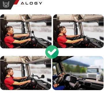 Автомобільний тримач 7.2" для вантажівки, автобуса, фури, екскаватора, автомобіля довжиною 43 см на вікно кабіни Alogy Чорний
