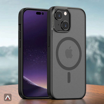 Etui matowe na telefon Alogy MagMat Case do MagSafe obudowa ochronna do Apple iPhone 14 Plus Czarne + Szkło