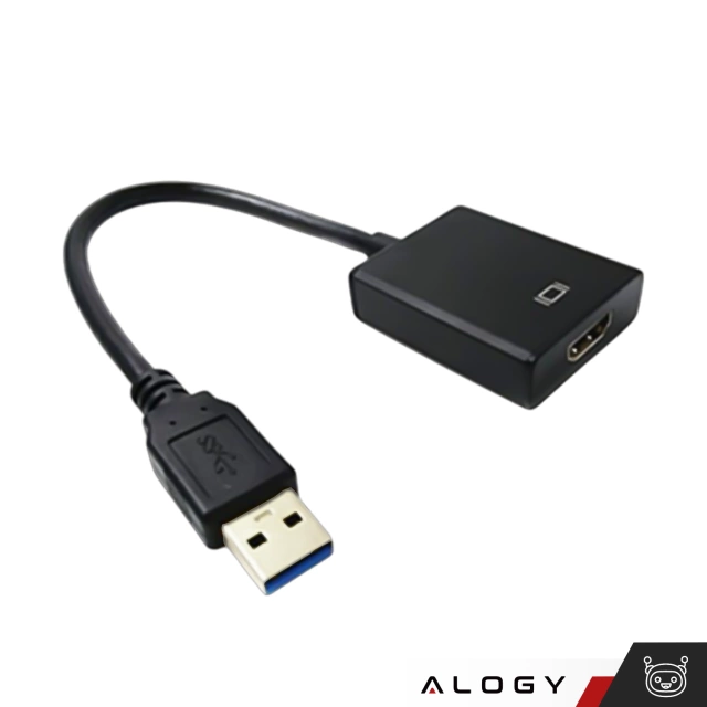 USB 3.0 zu HDMI Alogy Adapter Full HD 1080P 60HZ Hub Konverter Schwarz
