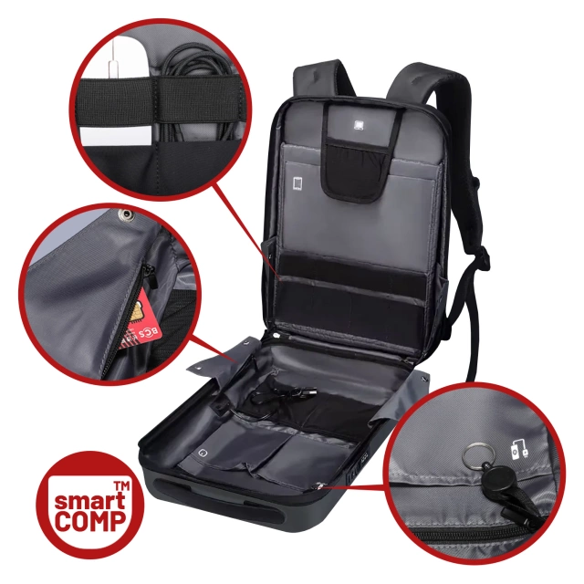 Batoh na notebook Mark Ryden 17,3", nabíjení přes USB, vodotěsný, prostorný a praktický, otevírání 180°, ochrana proti krádeži s TSA zámkem a popruhem na kufr, 46x31x9 cm - černý